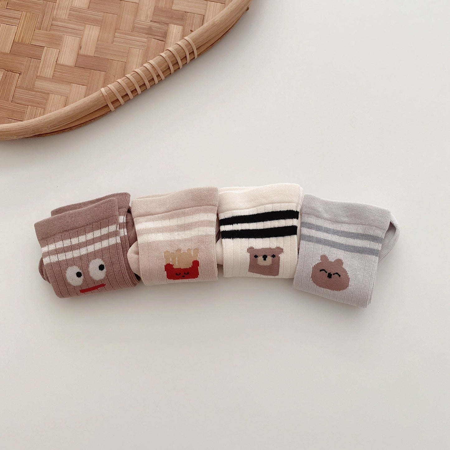 4 Pairs Unisex Striped Cartoon Accessories Socks