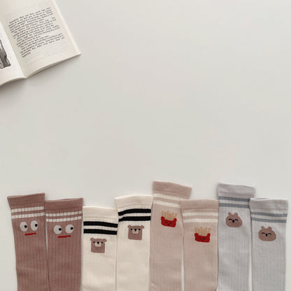 4 Pairs Unisex Striped Cartoon Accessories Socks