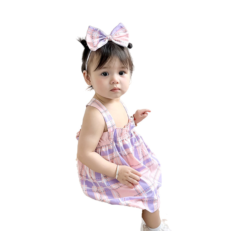 3 Pieces Set Baby Girls Dresses Shorts And Bow Headwear