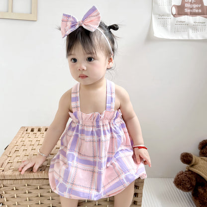 3 Pieces Set Baby Girls Dresses Shorts And Bow Headwear