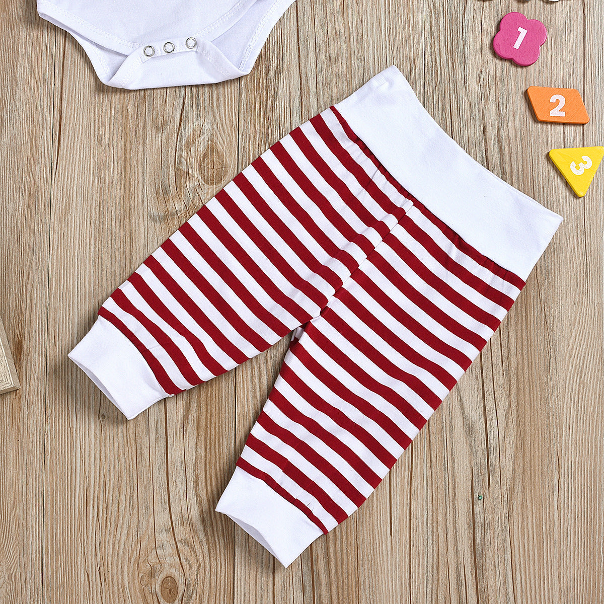 4 Pieces Set Baby Unisex Christmas Letters Print Rompers Striped Color-blocking Pants Hats And Headwear Wholesale 22062211