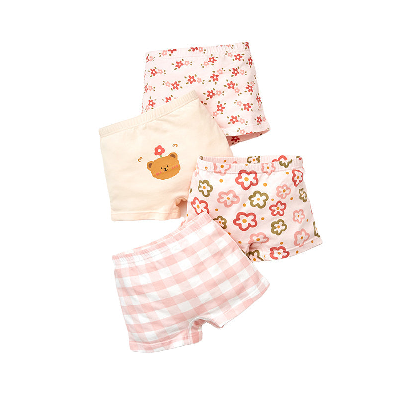 4 Pieces Baby Kid Girls Flower Fruit Cartoon Underwears