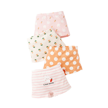 4 Pieces Baby Kid Girls Flower Fruit Cartoon Underwears