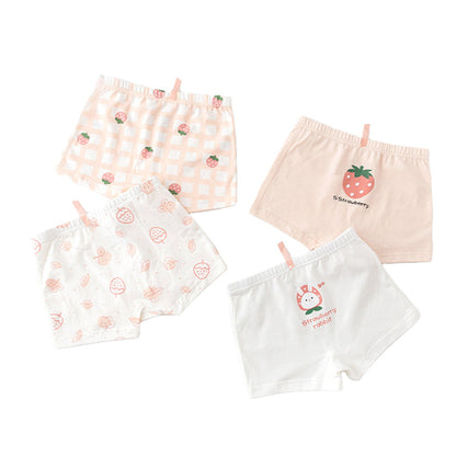 4 Pieces Baby Kid Girls Flower Fruit Cartoon Underwears