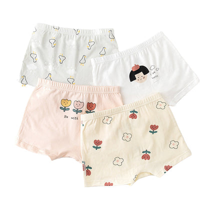 4 Pieces Baby Kid Girls Flower Fruit Cartoon Underwears