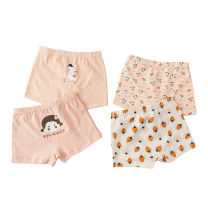 4 Pieces Baby Kid Girls Flower Fruit Cartoon Underwears