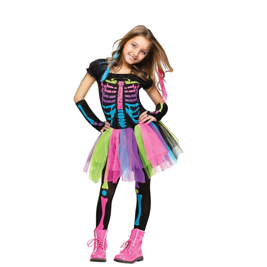 2 Pieces Set Girls Halloween Rainbow Print Dresses And Pants Wholesale 22062711