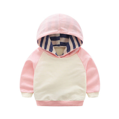 3 Pieces Set Baby Unisex Color-blocking Hoodies Swearshirts Striped Pants And Bow Headwear Wholesale 22063015