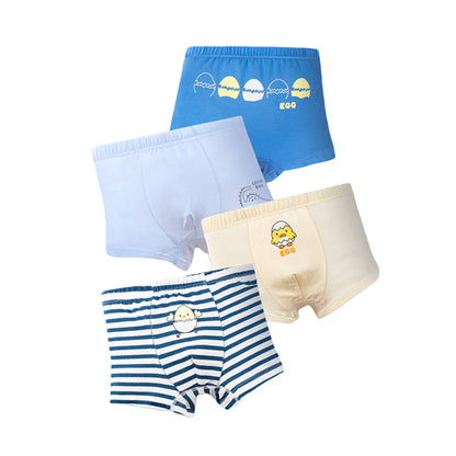 4 Pieces Baby Kid Boys Striped Cartoon Plant Underwears