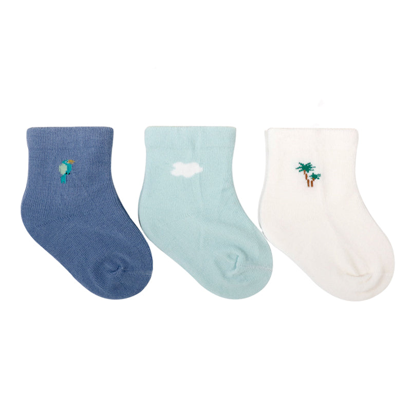 3 Pairs Baby Unisex Solid Color Striped Cartoon Socks