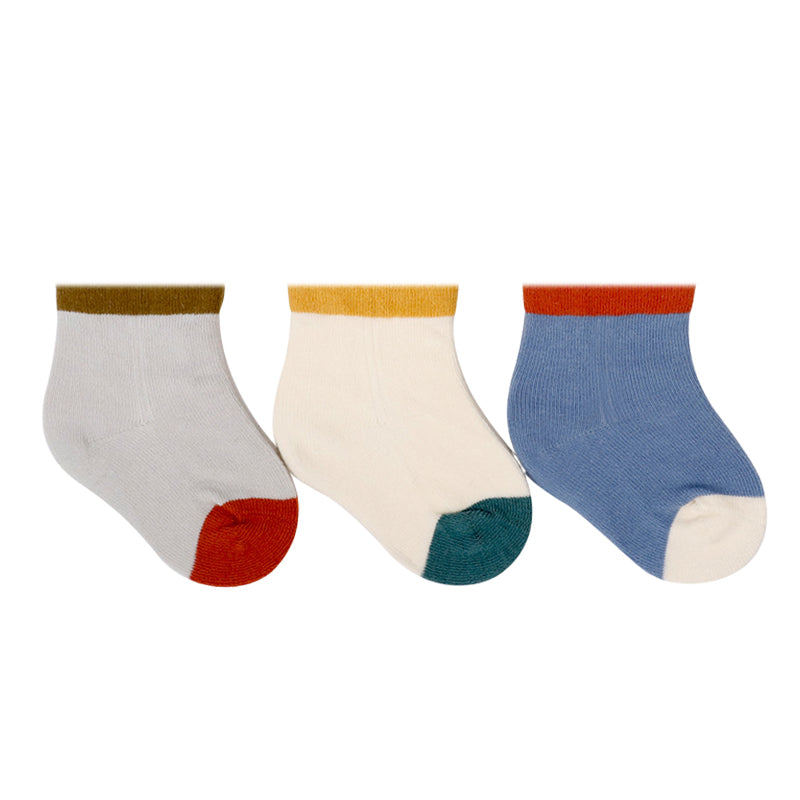 3 Pairs Baby Unisex Solid Color Striped Cartoon Socks