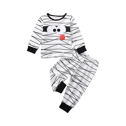 2 Pieces Set Baby Kid Boys Halloween Star Graphic Expression Tops And Pants Wholesale 220728506