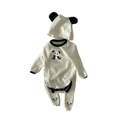 3 Pieces Set Baby Unisex Cartoon Print Rompers Socks And Solid Color Hats Wholesale 220824238