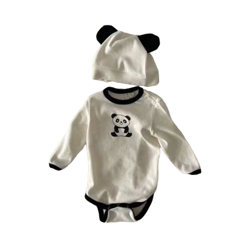 3 Pieces Set Baby Unisex Cartoon Print Rompers Socks And Solid Color Hats Wholesale 220824238