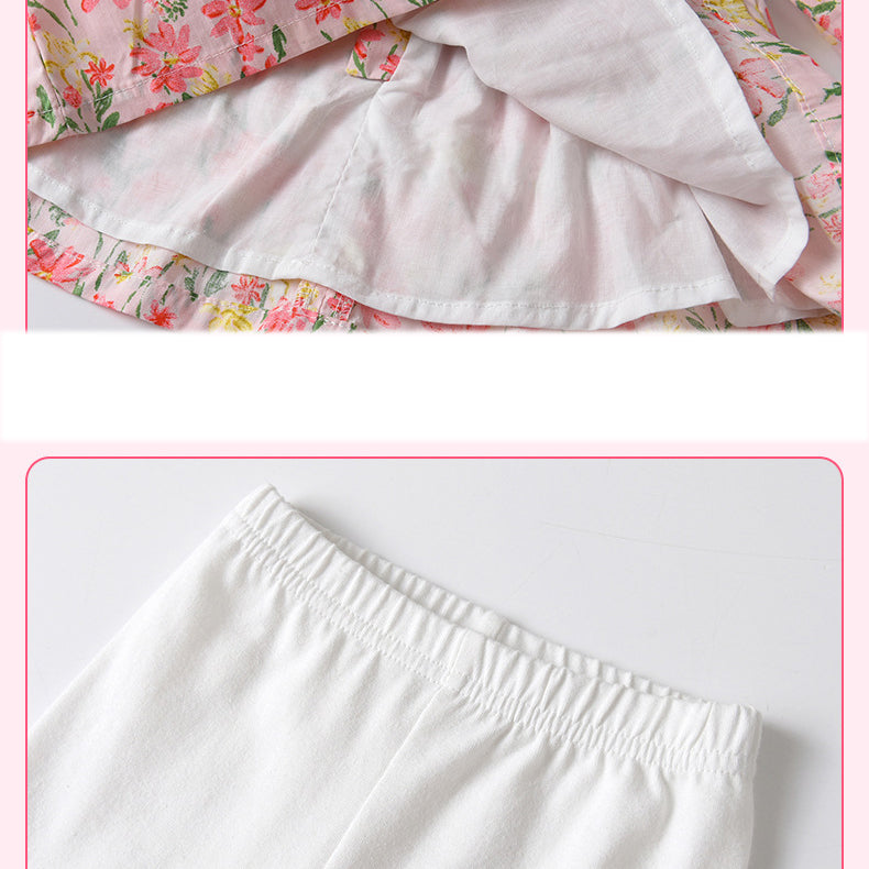 2 Pieces Set Baby Girls Dresses Love Bow And Embroidered Pants