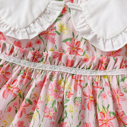 2 Pieces Set Baby Girls Dresses Love Bow And Embroidered Pants