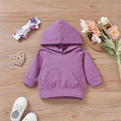 3 Pieces Set Baby Girls Flower Print Headwear Solid Color Hoodies Swearshirts And Pants Wholesale 220914354