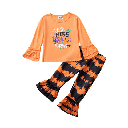 2 Pieces Set Baby Kid Girls Halloween Cartoon Tops And Pants