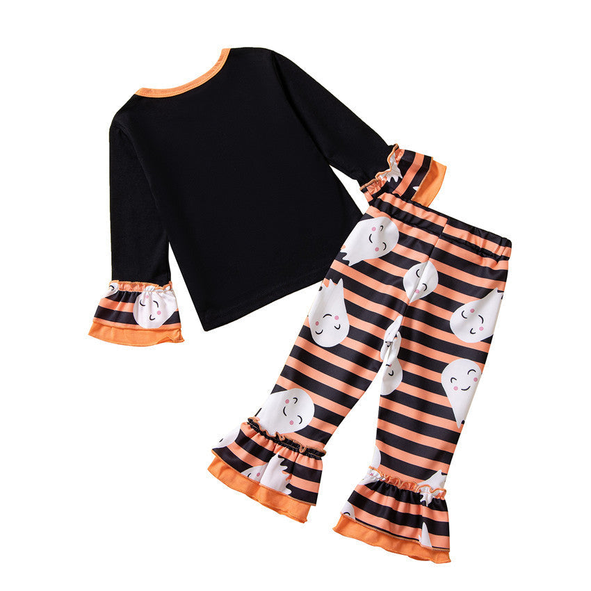 2 Pieces Set Baby Kid Girls Halloween Cartoon Tops And Pants