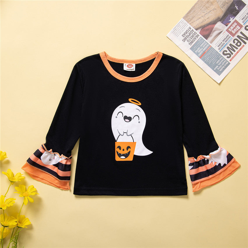 2 Pieces Set Baby Kid Girls Halloween Cartoon Tops And Pants