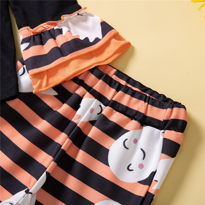 2 Pieces Set Baby Kid Girls Halloween Cartoon Tops And Pants