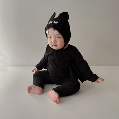 3 Pieces Set Baby Unisex Halloween Solid Color Cartoon Tops And Pants And Hats Wholesale 220922578