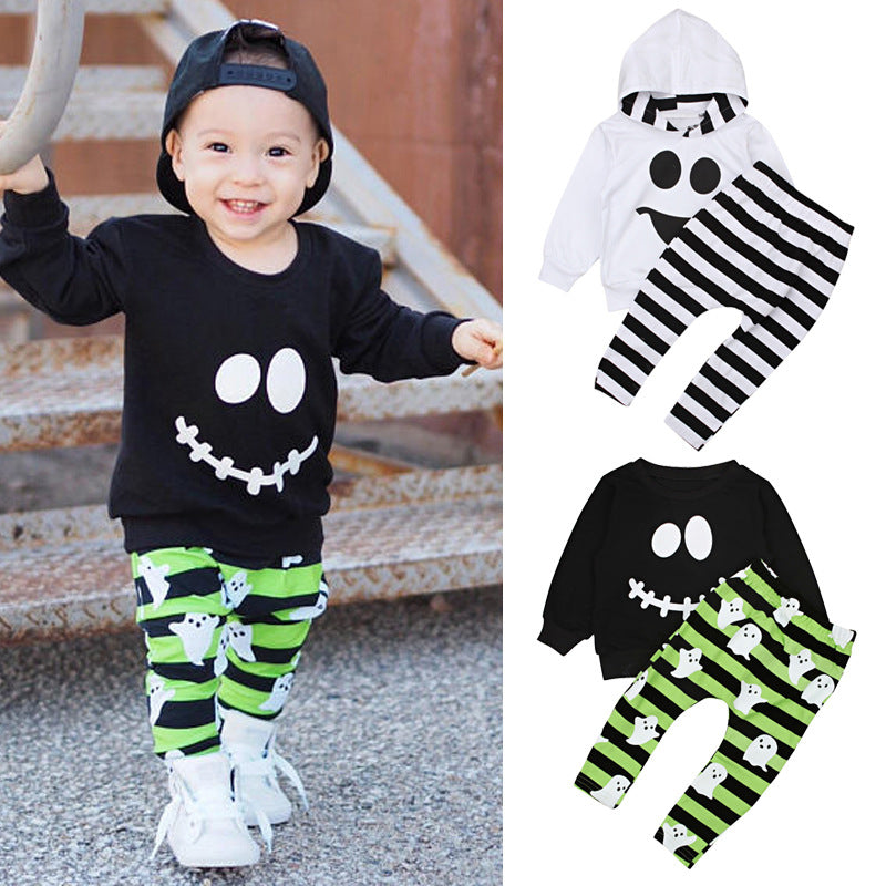 2 Pieces Set Baby Kid Halloween Tops And Striped Pants