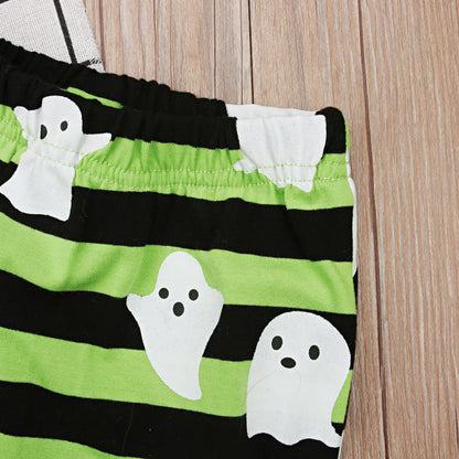 2 Pieces Set Baby Kid Halloween Tops And Striped Pants