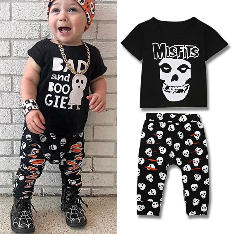 2 Pieces Set Baby Halloween Letters T-Shirts And Pants