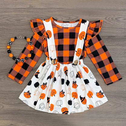 2 Pieces Set Baby Kid Girls Halloween Tops Cartoon Dresses