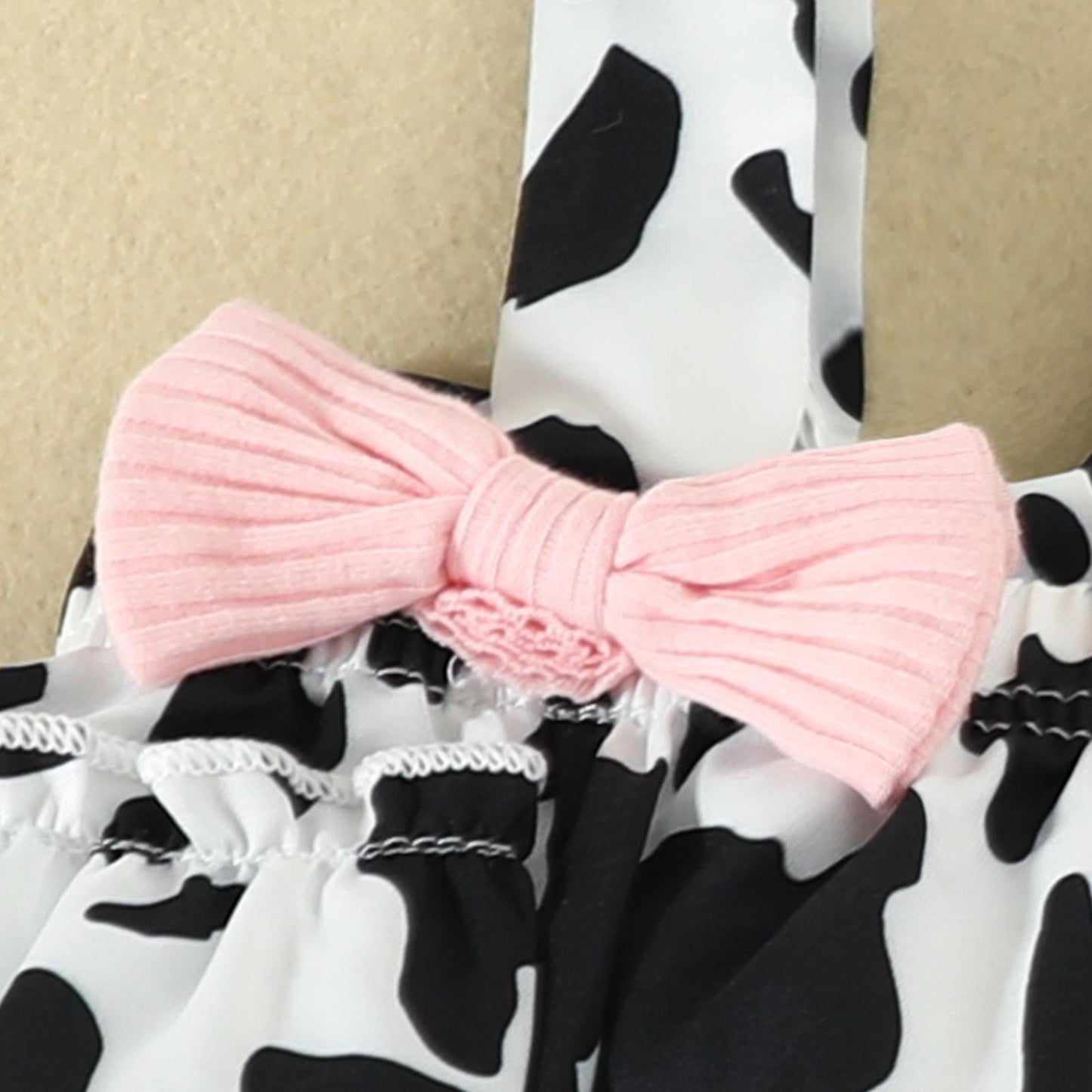 3 Pieces Set Girls Tops And Cow Rompers And Bow Headwear