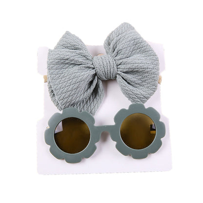 2 Pieces Set Girls Polka dots Bow Headwear And Glasses