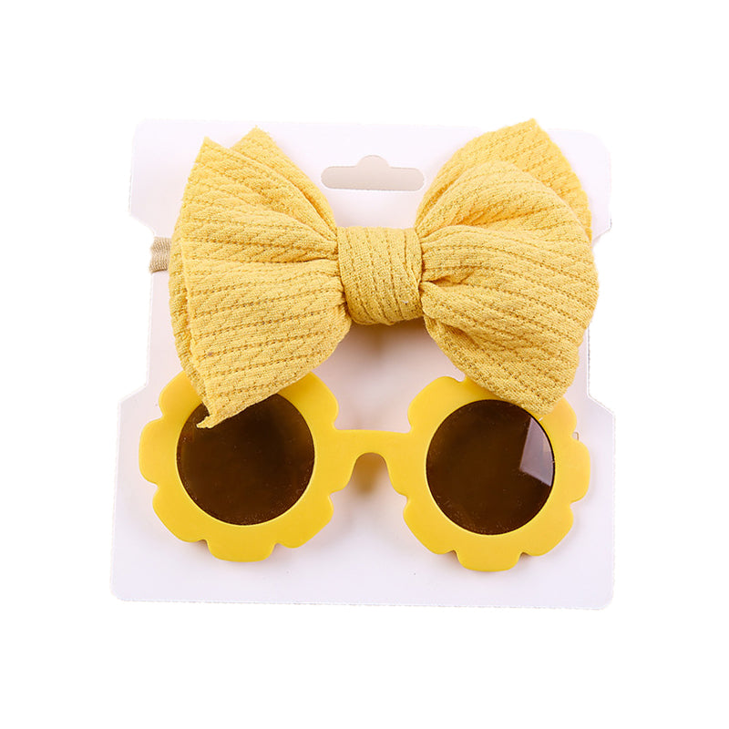 2 Pieces Set Girls Polka dots Bow Headwear And Glasses