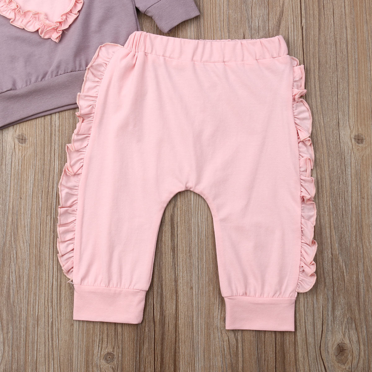 3 Pieces Set Baby Kid Girls Love heart Tops Solid Color Pants And Bow Headwear Wholesale 22121640