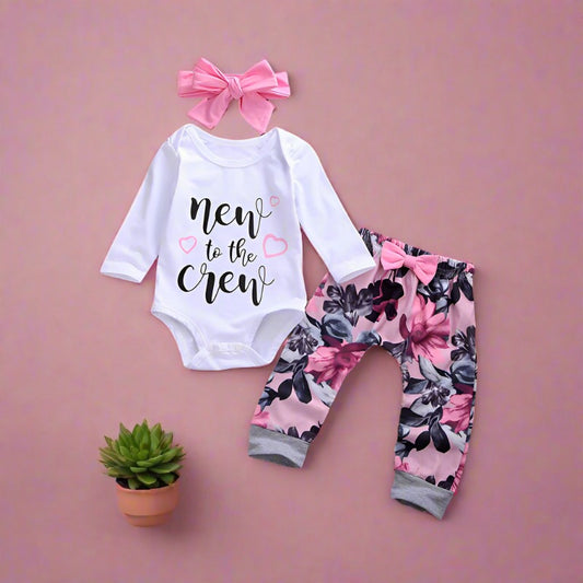 2 Pieces Set Girls Love heart Print Rompers And Bow Pants