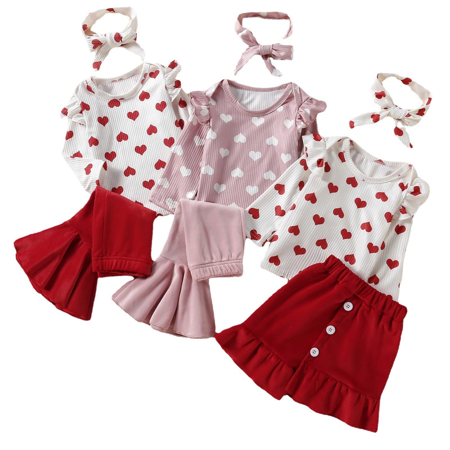 3 Pieces Set Baby Kid Girls Tops And Pants And Headwear