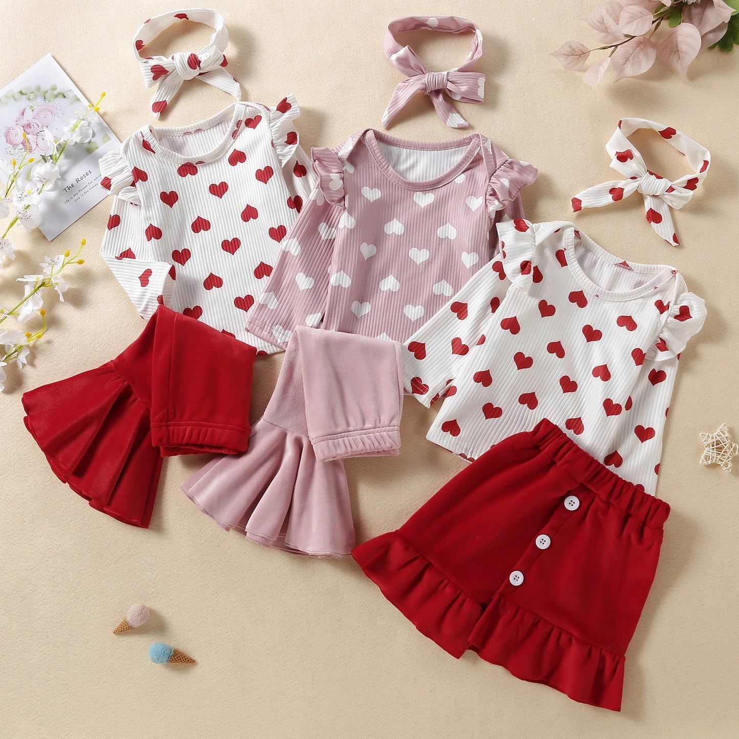 3 Pieces Set Baby Kid Girls Tops And Pants And Headwear