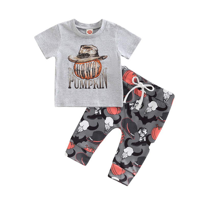 2 Pieces Set Kid Boys Halloween Cartoon T-Shirts And Pants