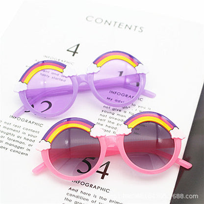 Wholesale PC Rainbow Cartoon Round Frame Kids Sunglasses