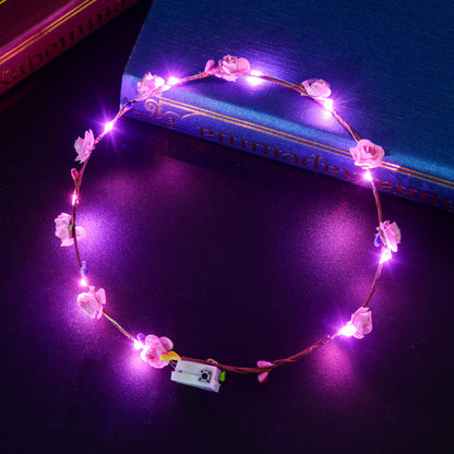 Wholesale of Wooden Luminous Flower Wreath Hairbands