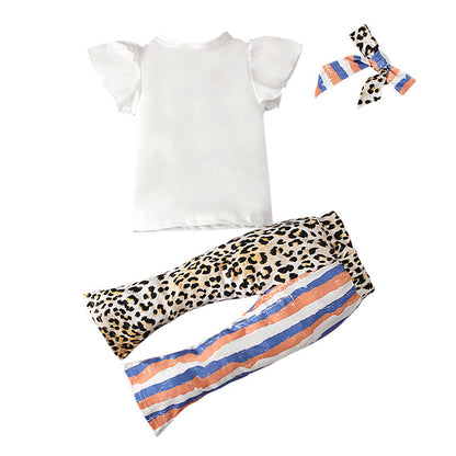 3 Pieces Set Girls Independence Day T-Shirts Pants Headwear