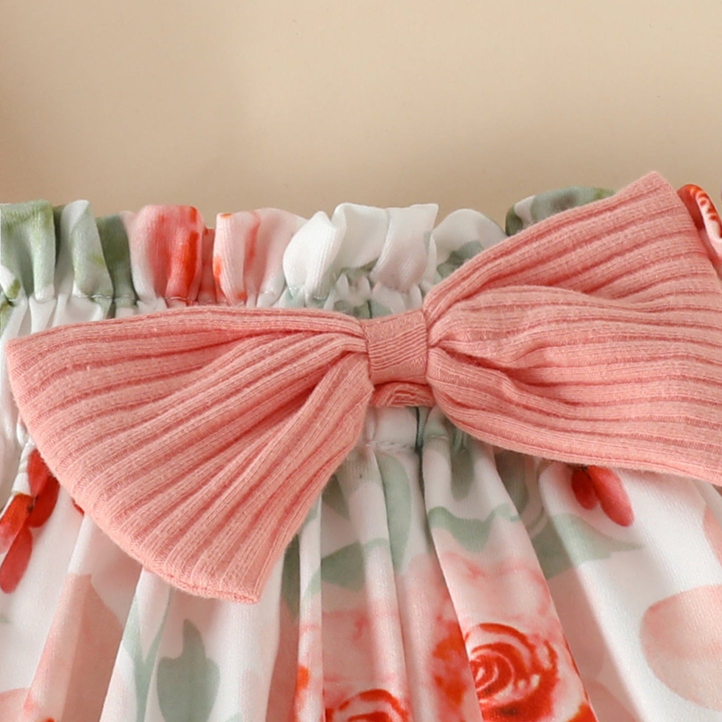 3 Pieces Set Baby Girls Rompers Shorts And Bow Headwear