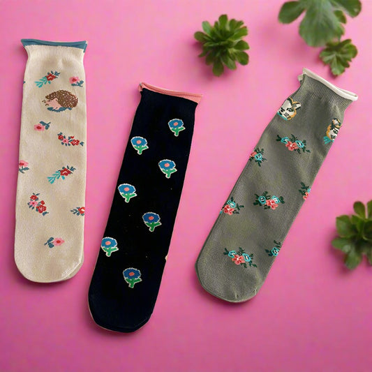 3 Pairs Girls Flower Accessories Socks Wholesale