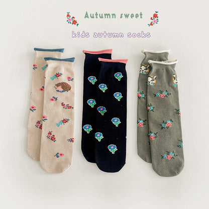 3 Pairs Girls Flower Accessories Socks Wholesale