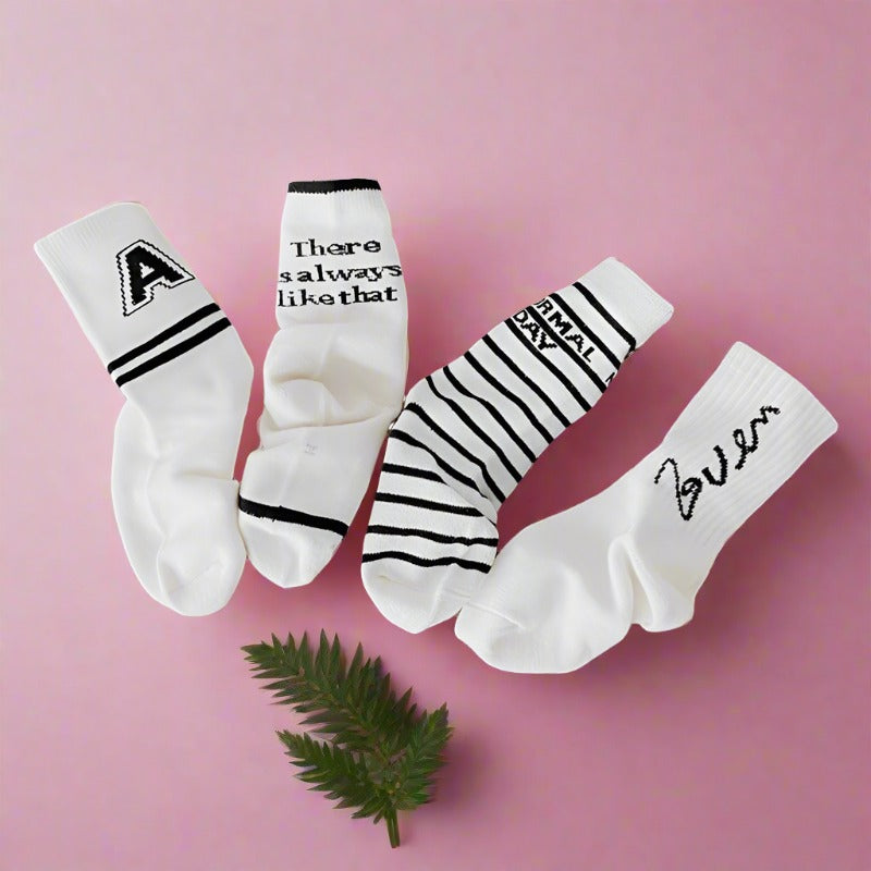 4 Pairs Striped Letters Accessories Socks Wholesale