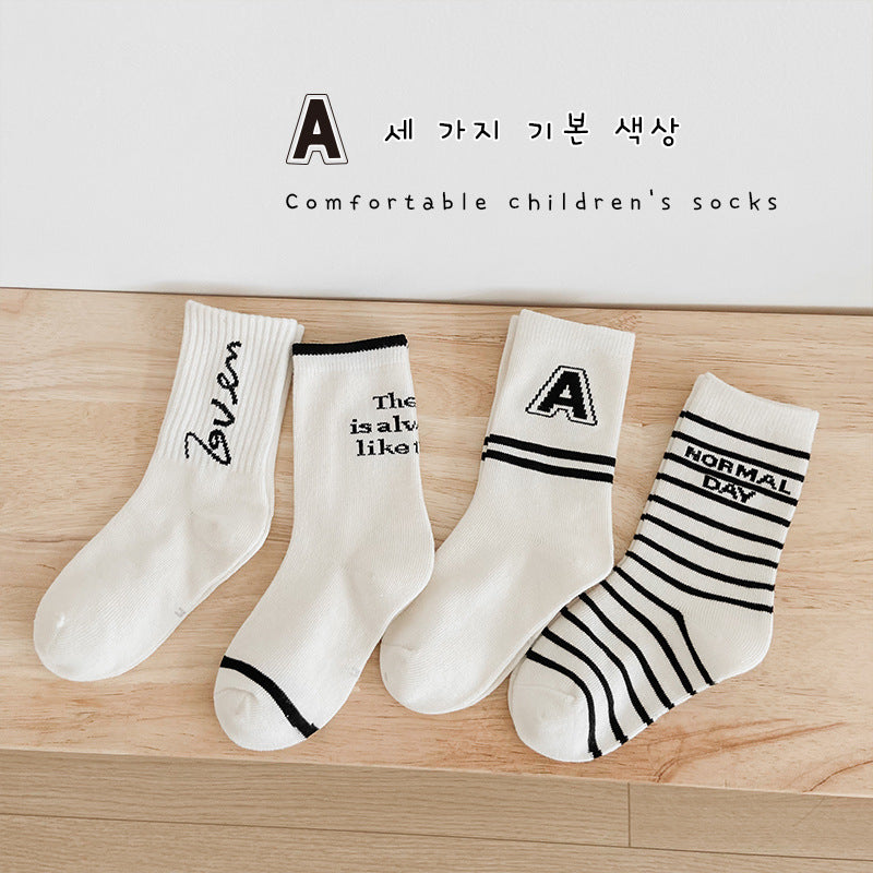 4 Pairs Striped Letters Accessories Socks Wholesale