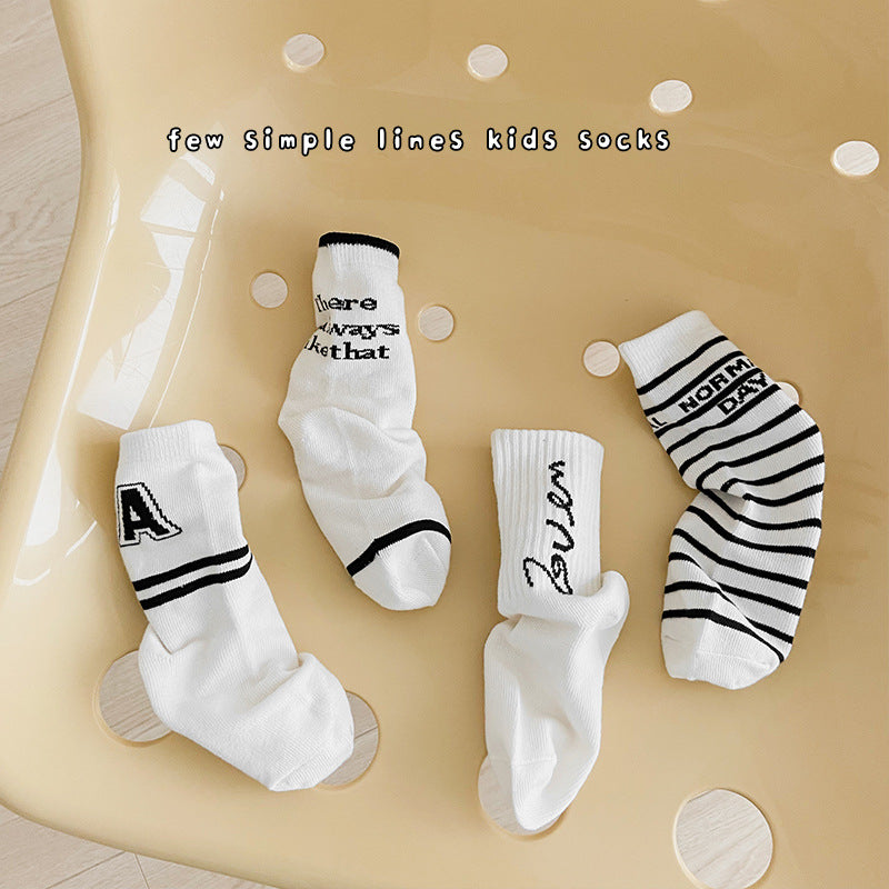 4 Pairs Striped Letters Accessories Socks Wholesale