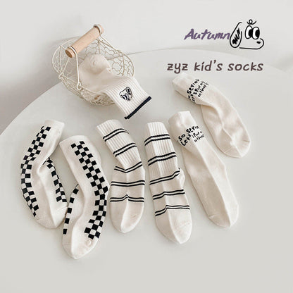 4 Pairs Unisex Striped Checked Accessories Socks