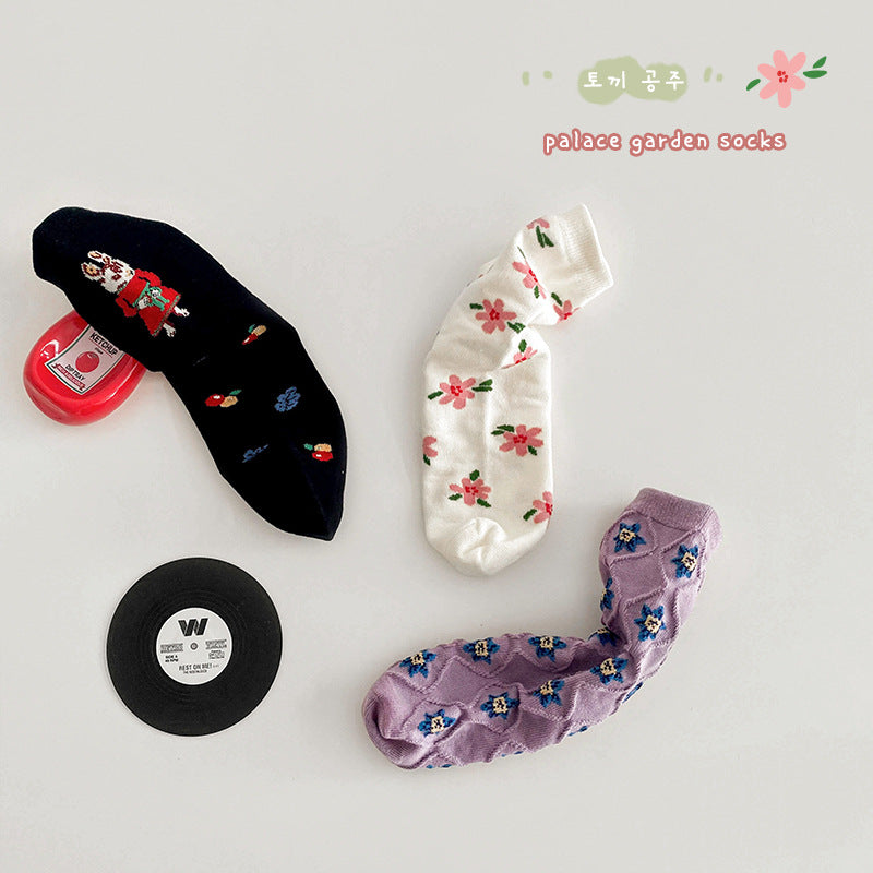 3 Pairs Girls Flower Cartoon Accessories Socks Wholesale