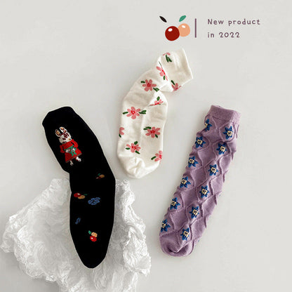 3 Pairs Girls Flower Cartoon Accessories Socks Wholesale